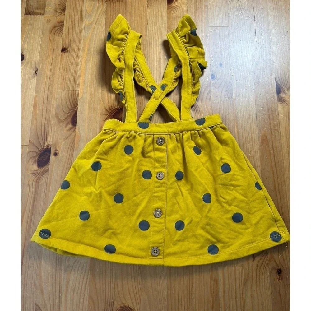 Girls Wonder Nation Mustard Polka Dot Suspender Dress Size 4T